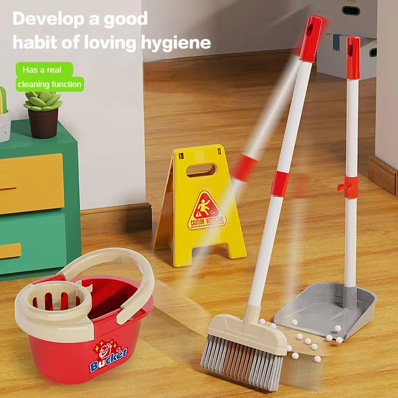Kids Outdoor Broom - 역할놀이 장난감 어린이용 청소 도구 모형