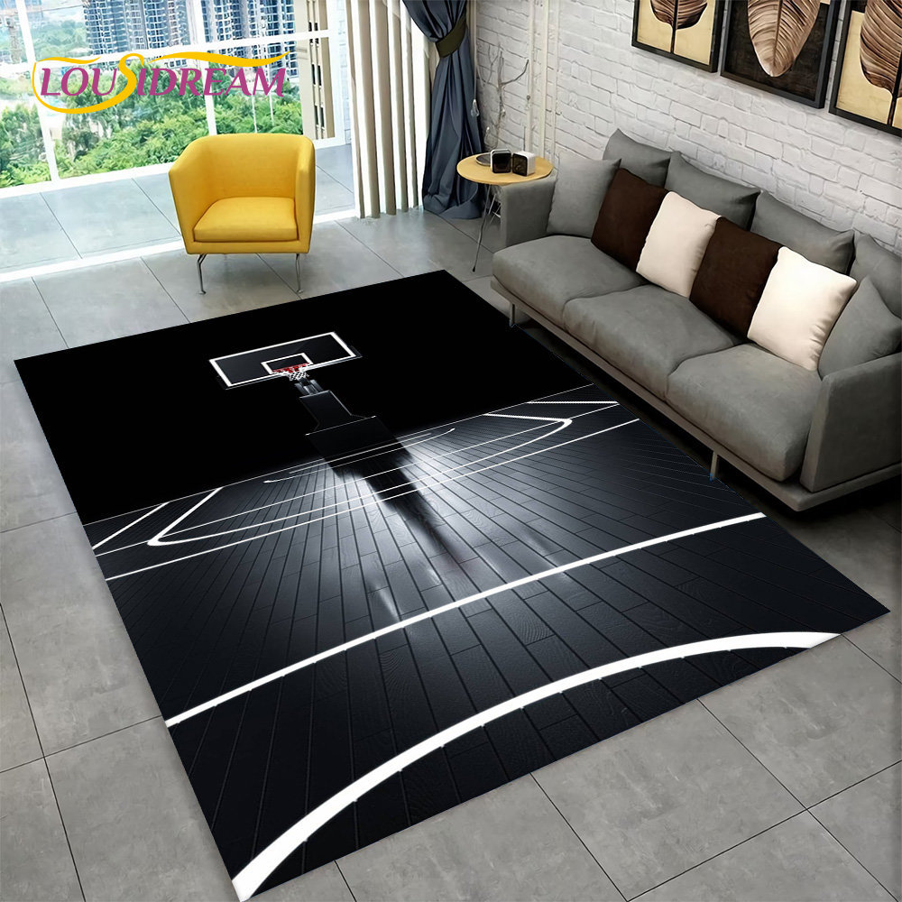 Kids Outdoor Area - 3D 농구 코트 만화 영역 러그,